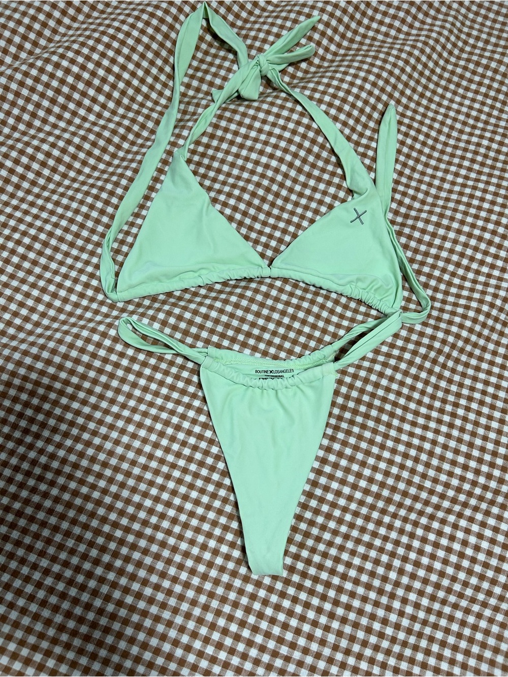 Boutine LA Mint Green Swimsuit Sz Med Bottoms/ Large Top Summer Beach Vacation
